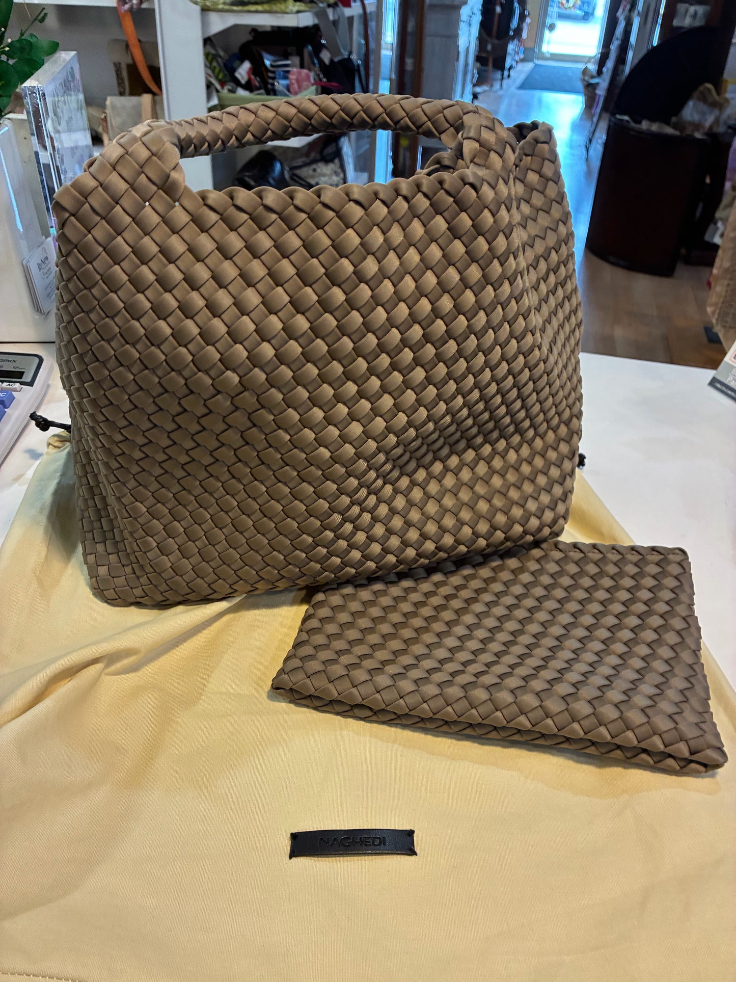 Naghedi Olive Green Medium Tote
