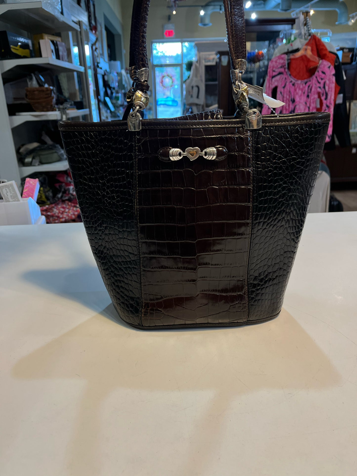 Brighton Brown Croc-embossed Handbag
