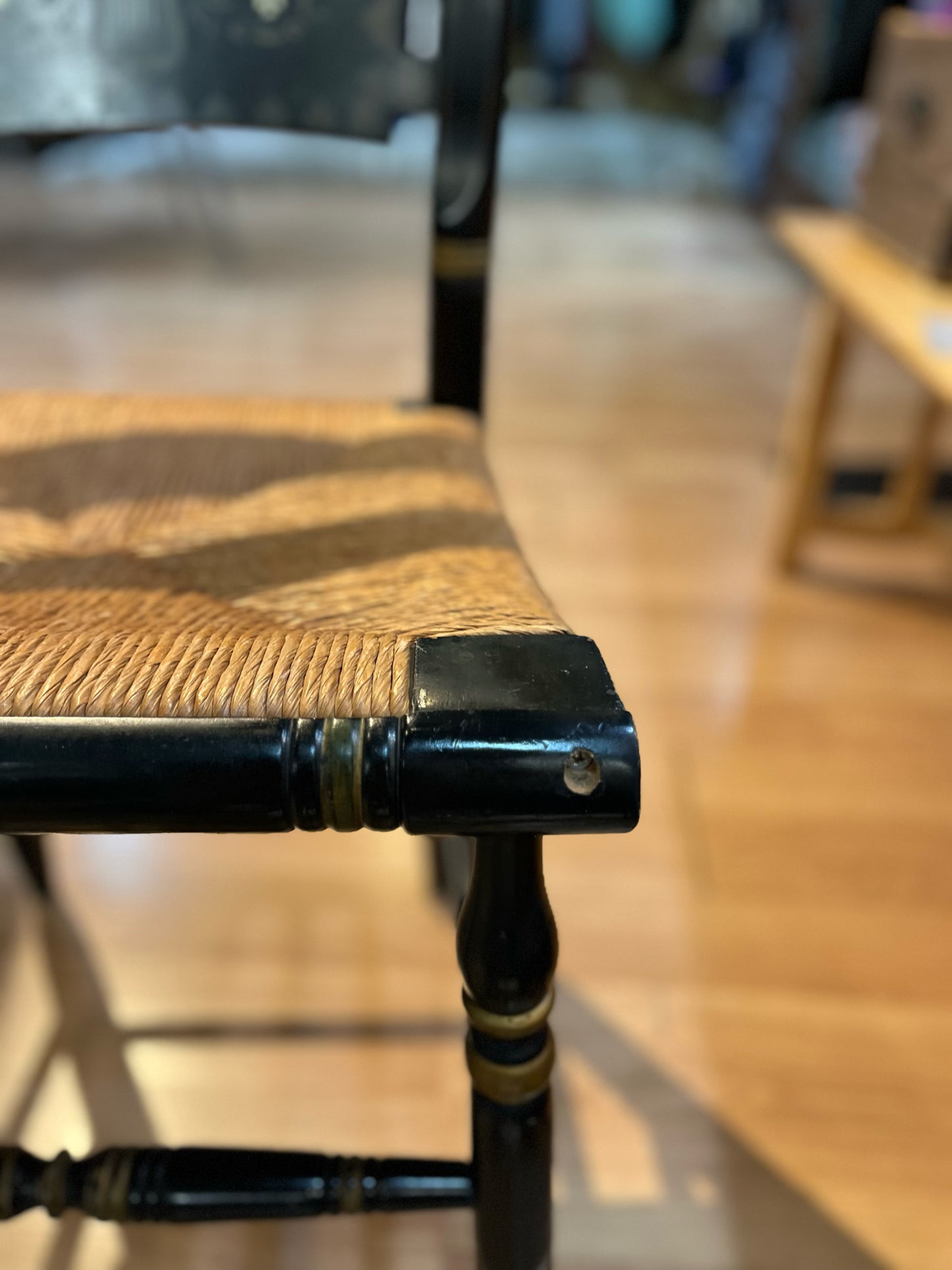 Signed Ethan Allen King Turtle Hitchcock Black Side Chair