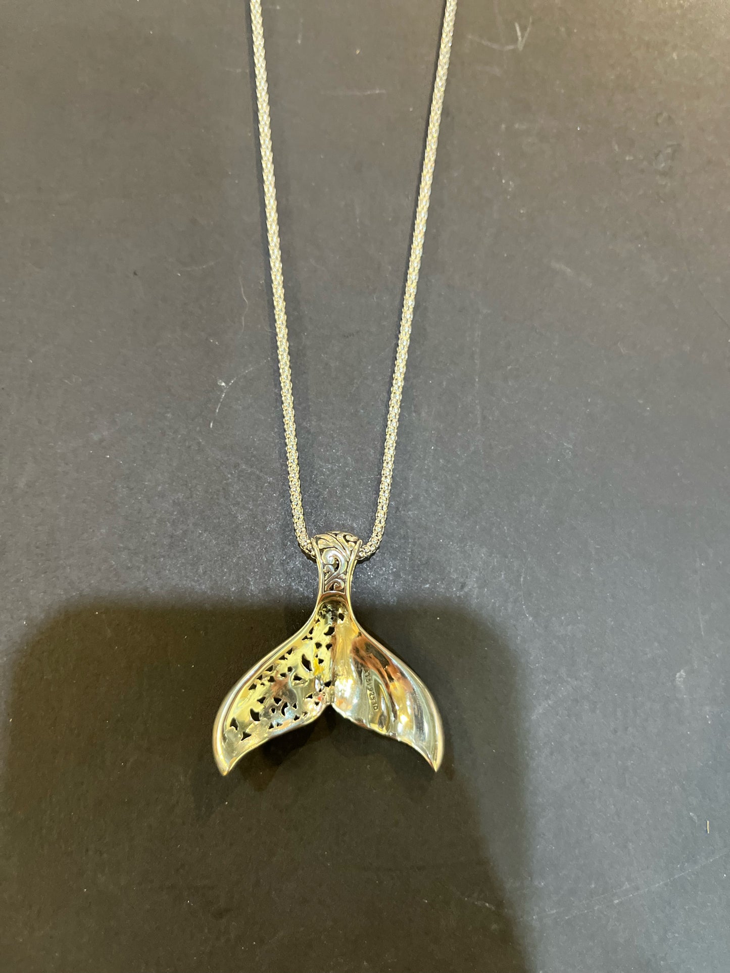 Ross Simons S.S. Silver chain and "Bali Style Whale Tail" pendant