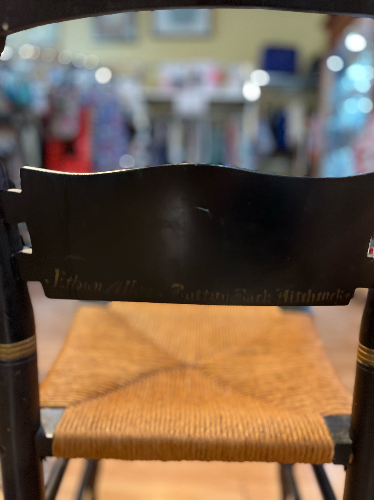 Signed Ethan Allen King Turtle Hitchcock Black Side Chair