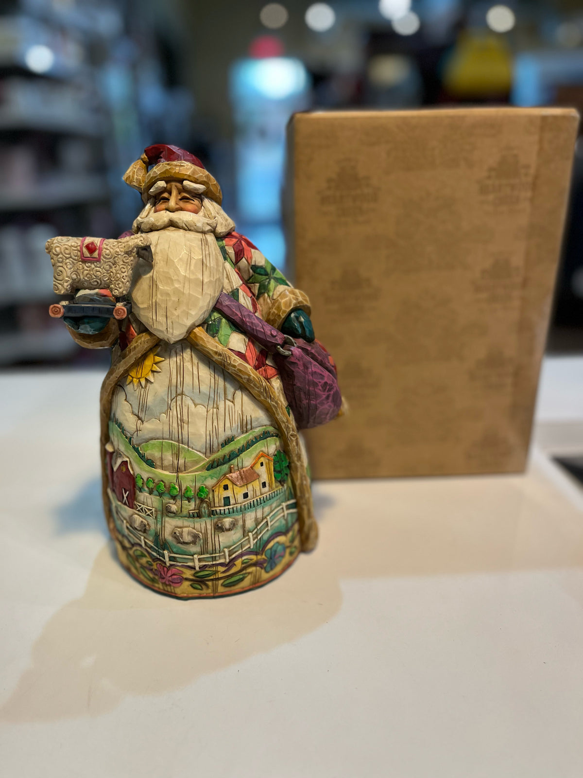 Jim Shore "o'er the fields we go" Tall Santa, w/ box