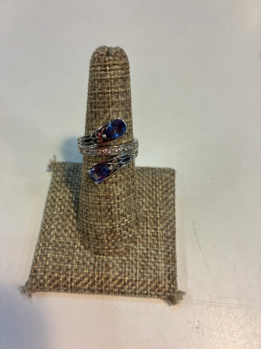 Rhodium over Sterling Silver Tanzanite Ring