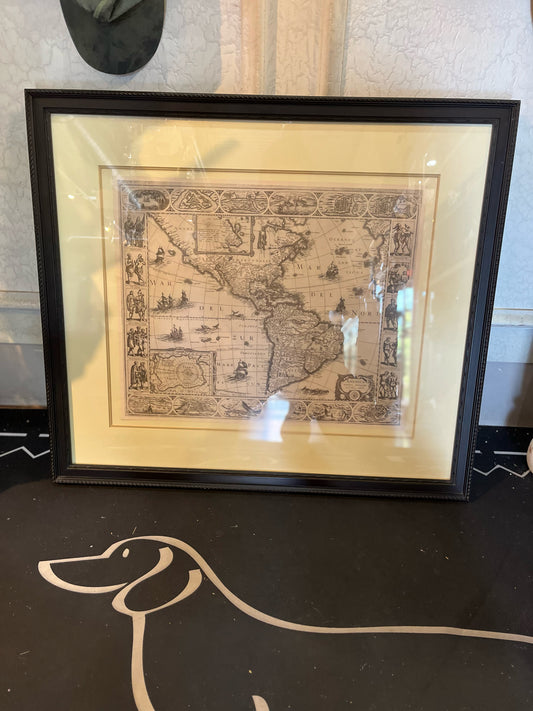 Framed Map of America Print Art