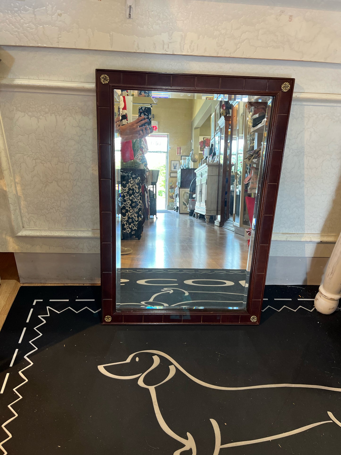 Bombay Mahogany Framed Beveled Mirror