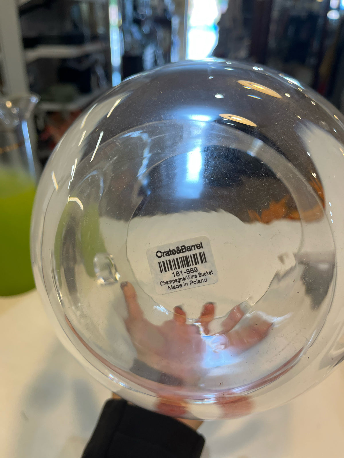 Crate & Barrel Glass Ice Bucket