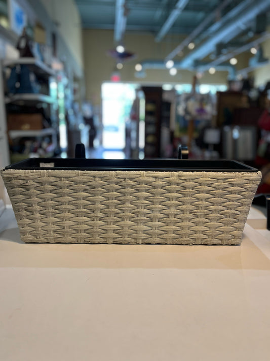 Light Gray Wicker Bannister Planter