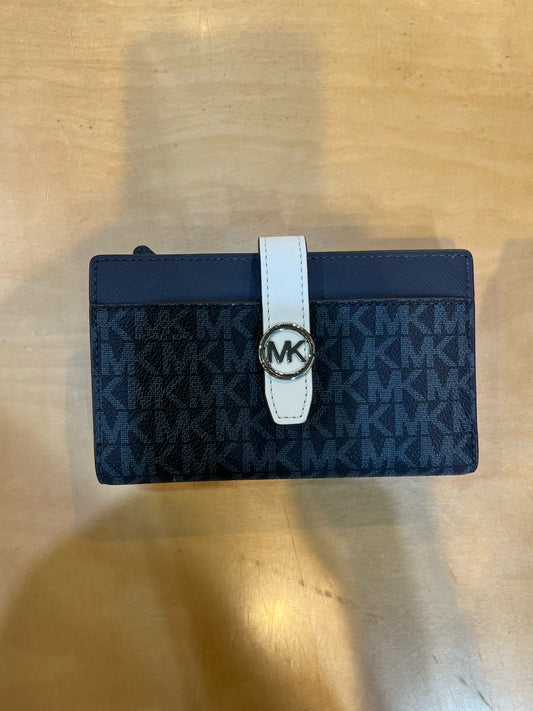 Michael Kors Blue Jet Set Grenwich Medium Bifold Center Zip Wallet