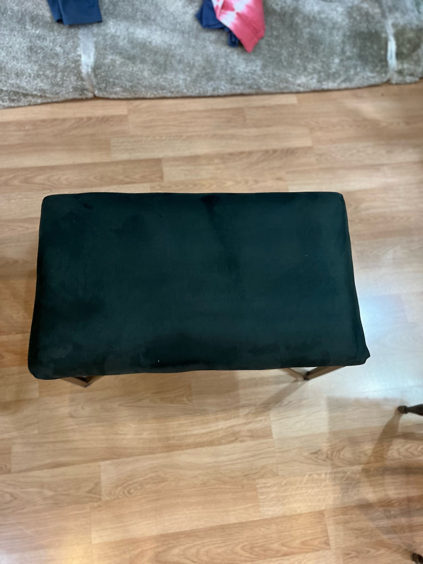 Rectangle Green Velvet Ottoman