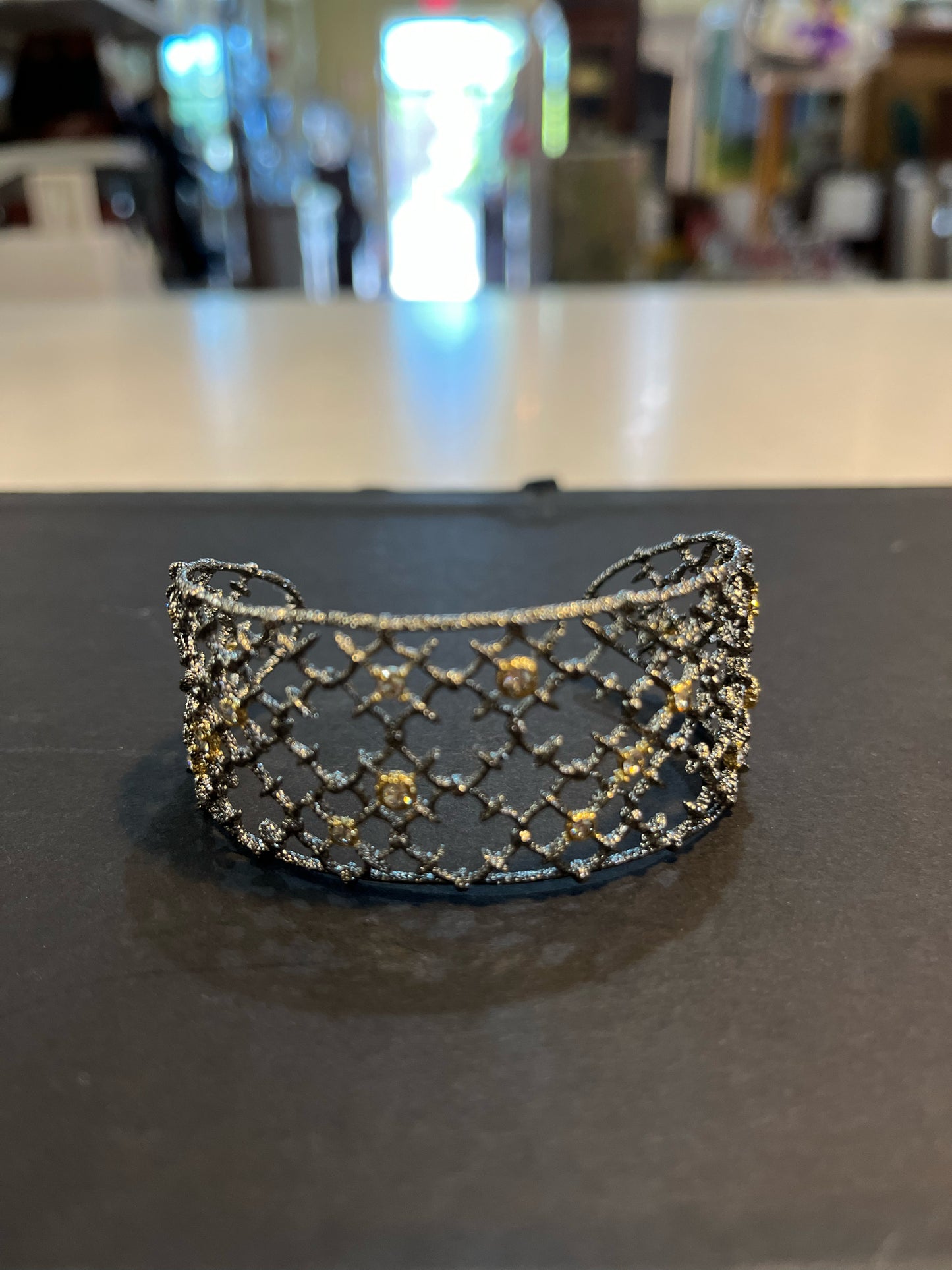 Alexia Bittar "Crystal Studded Spud Lace Cuff" Bracelet