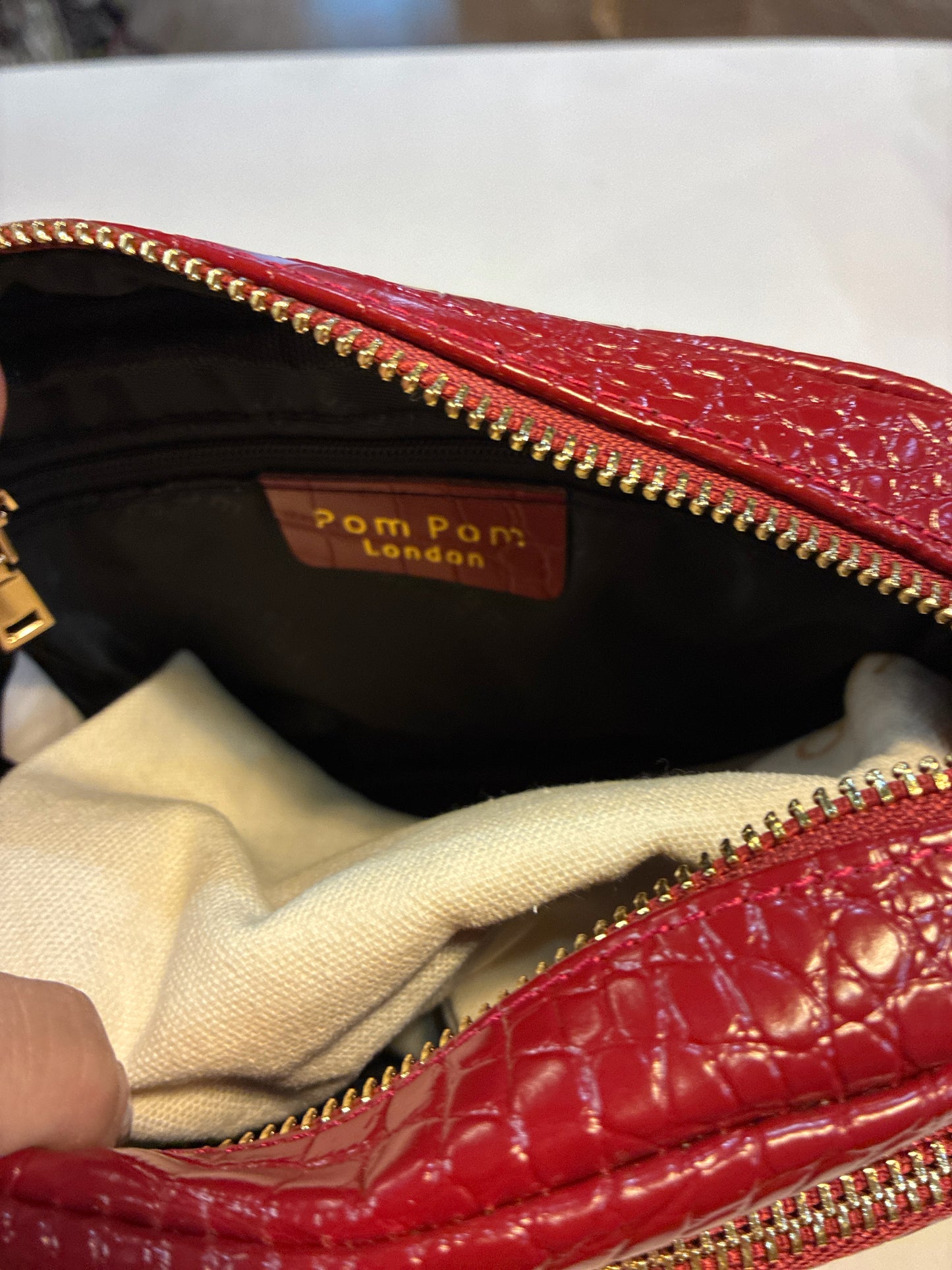 Pom Pom London Croco Berry Red Handbag