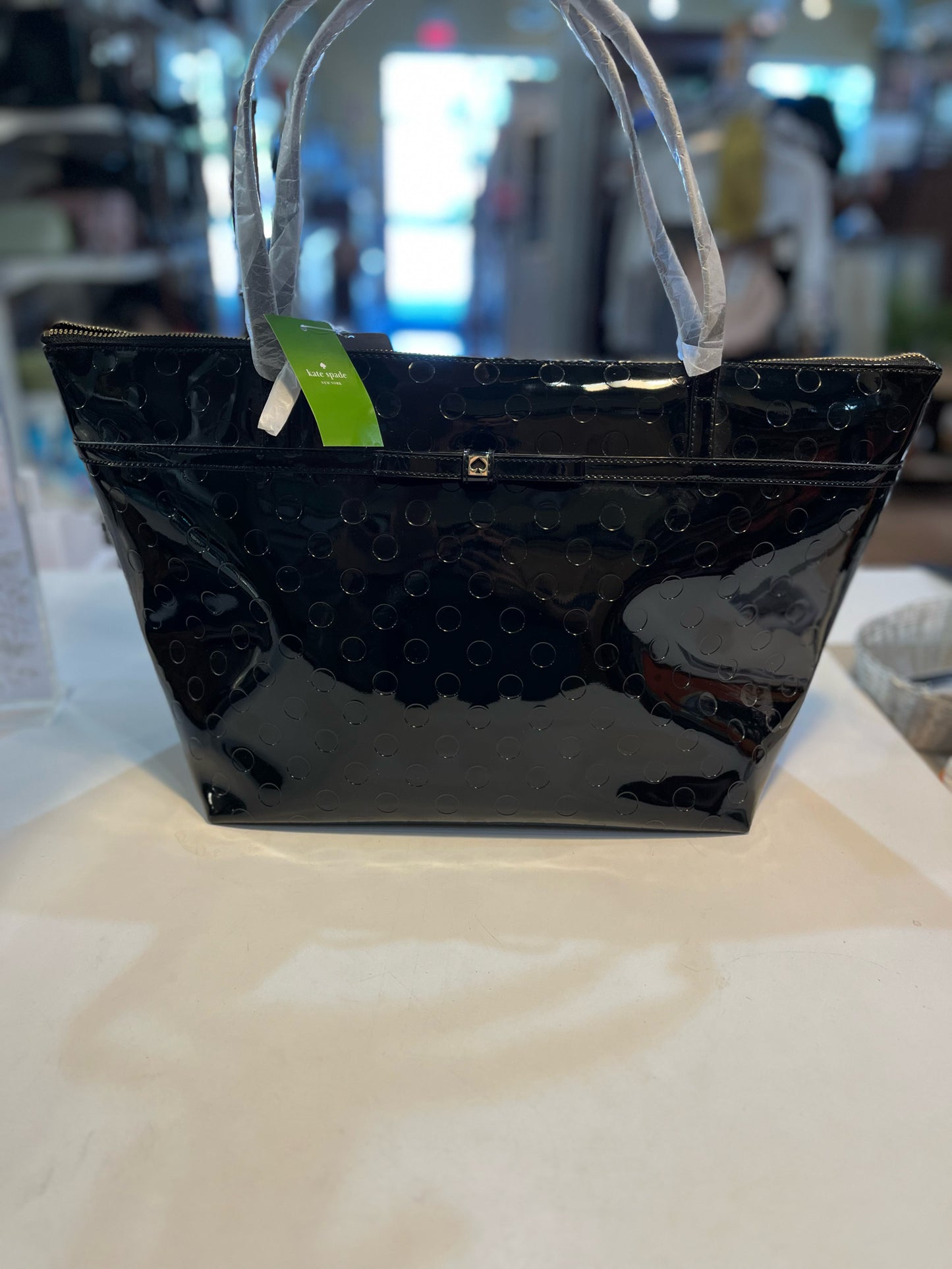 NWT Kate Spade Black Patent "Sophia" Tote Handbag