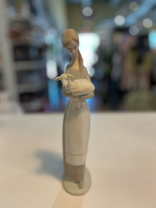 Lladro "Girl with Lamb" Matte Figurine
