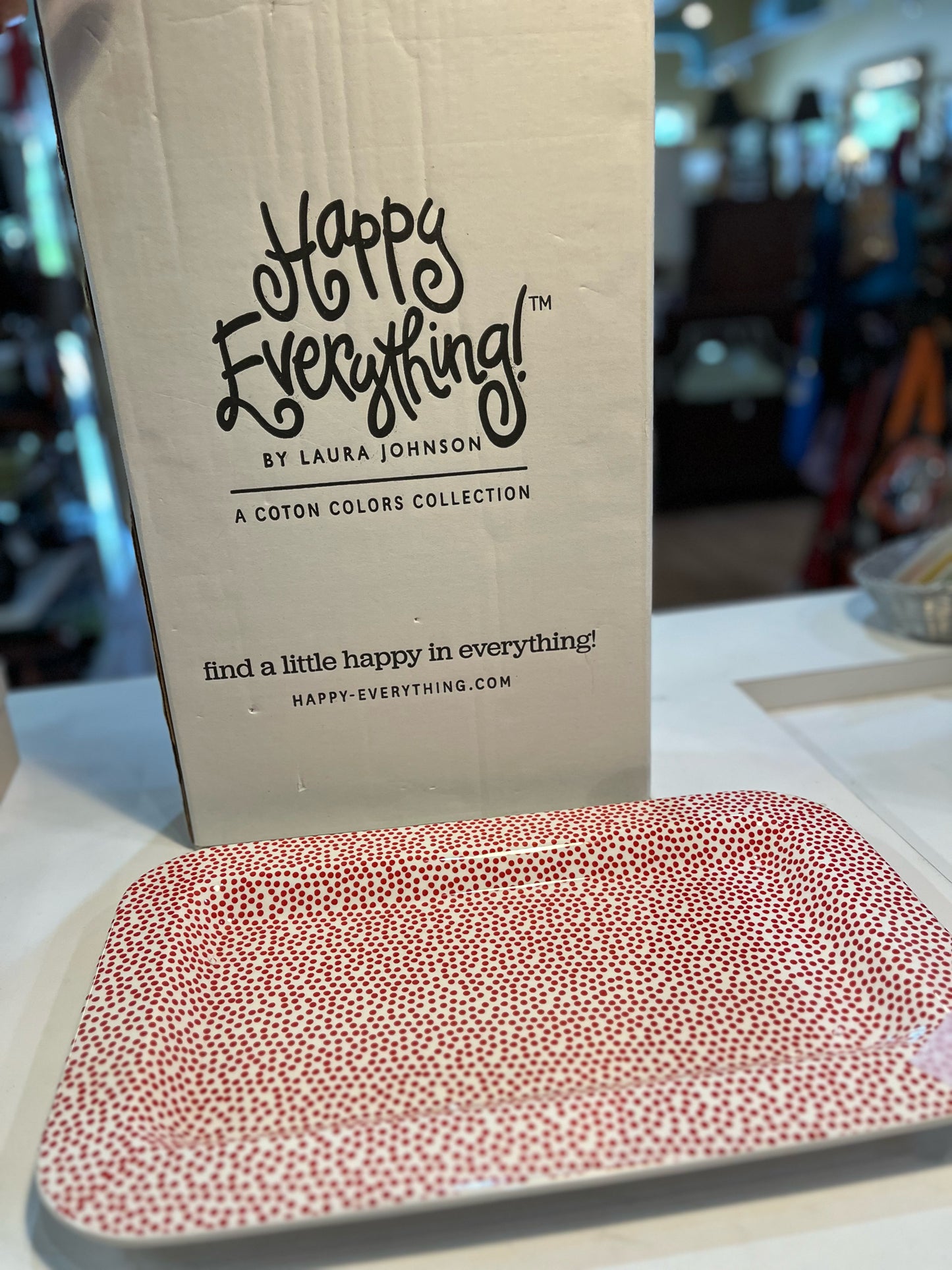 NIB "Happy Everything Red Polka Dot" Platter