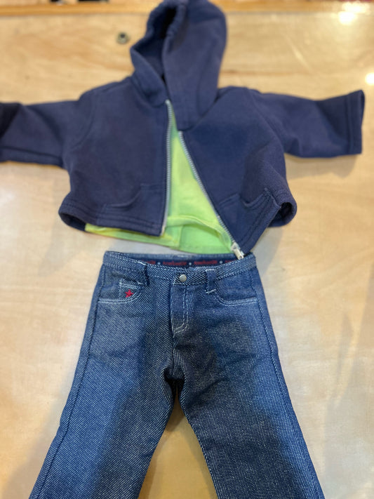 American Girl Hoodie & Jeans Outfit