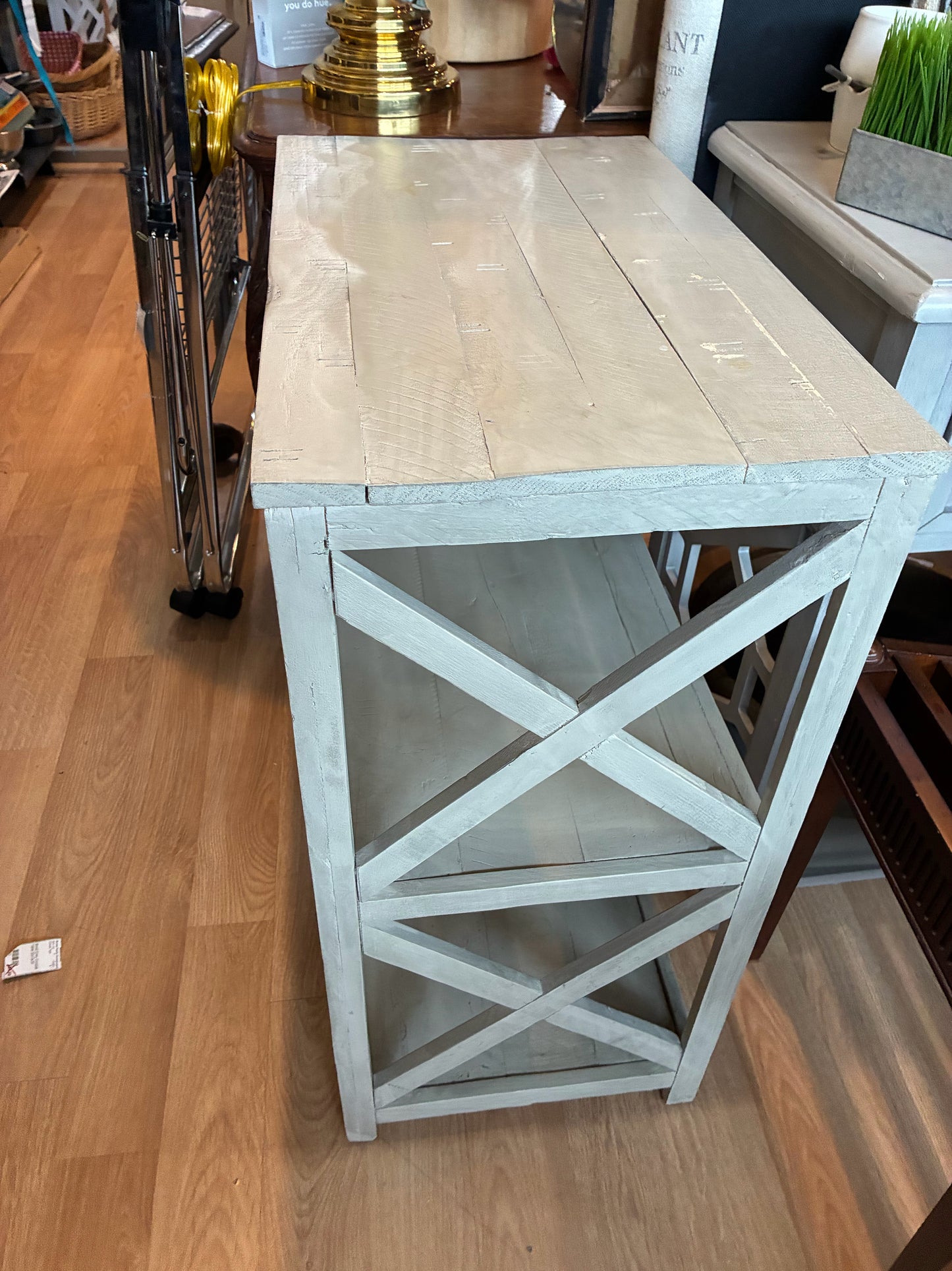 Gray Two-Tiered Bookshelf