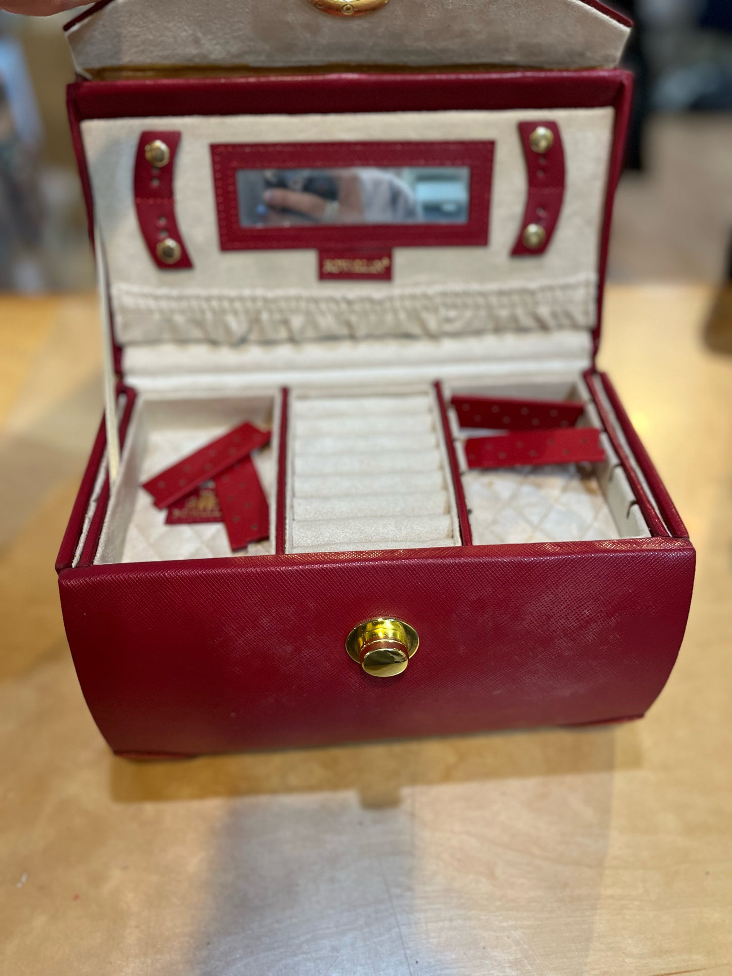 NWT Rowallan of Scotland Red Ostrich Embossed Jewelry Box