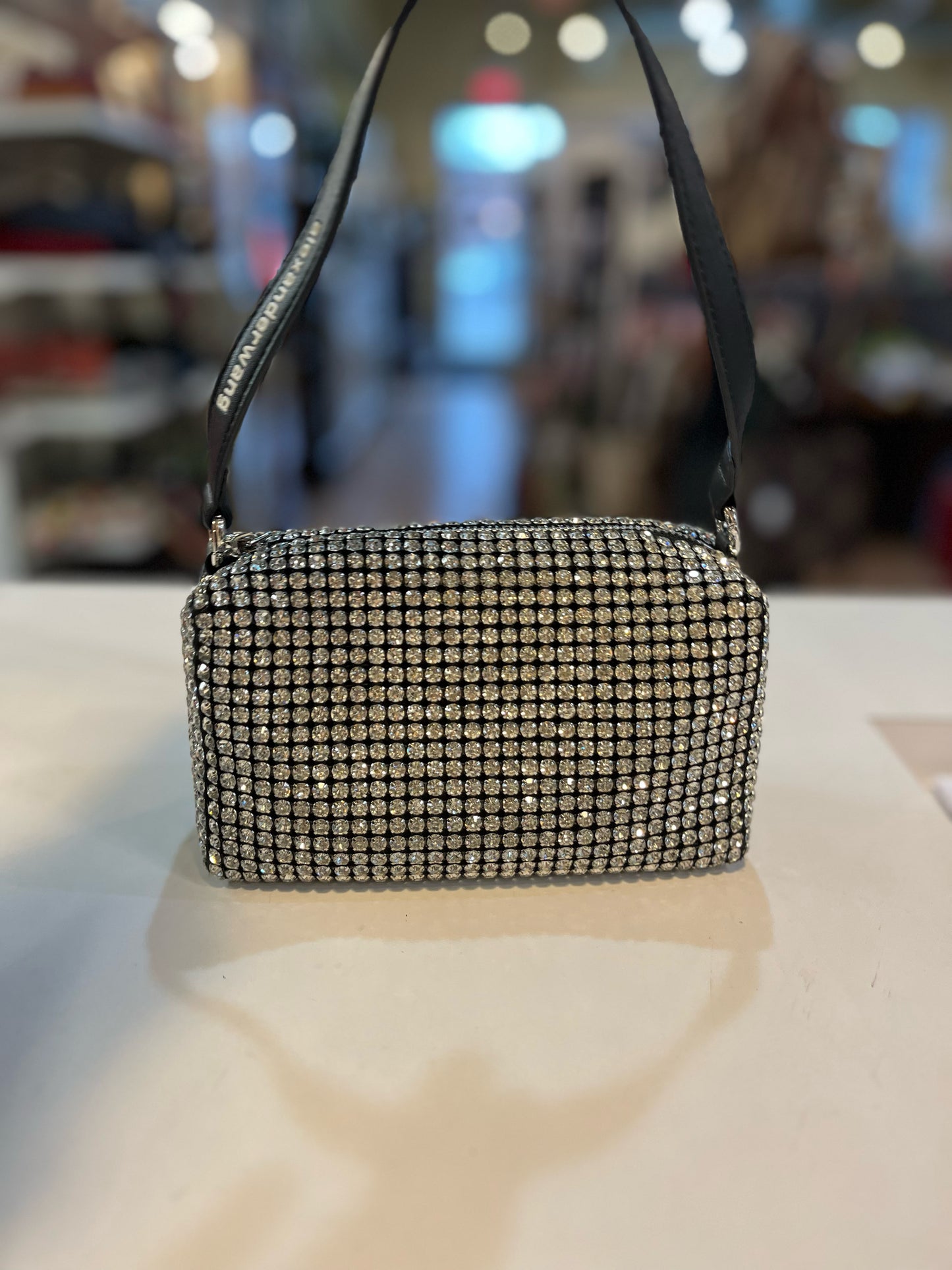 Alexander Wang "Medium Heiress Rhinestone Mesh Pouch”