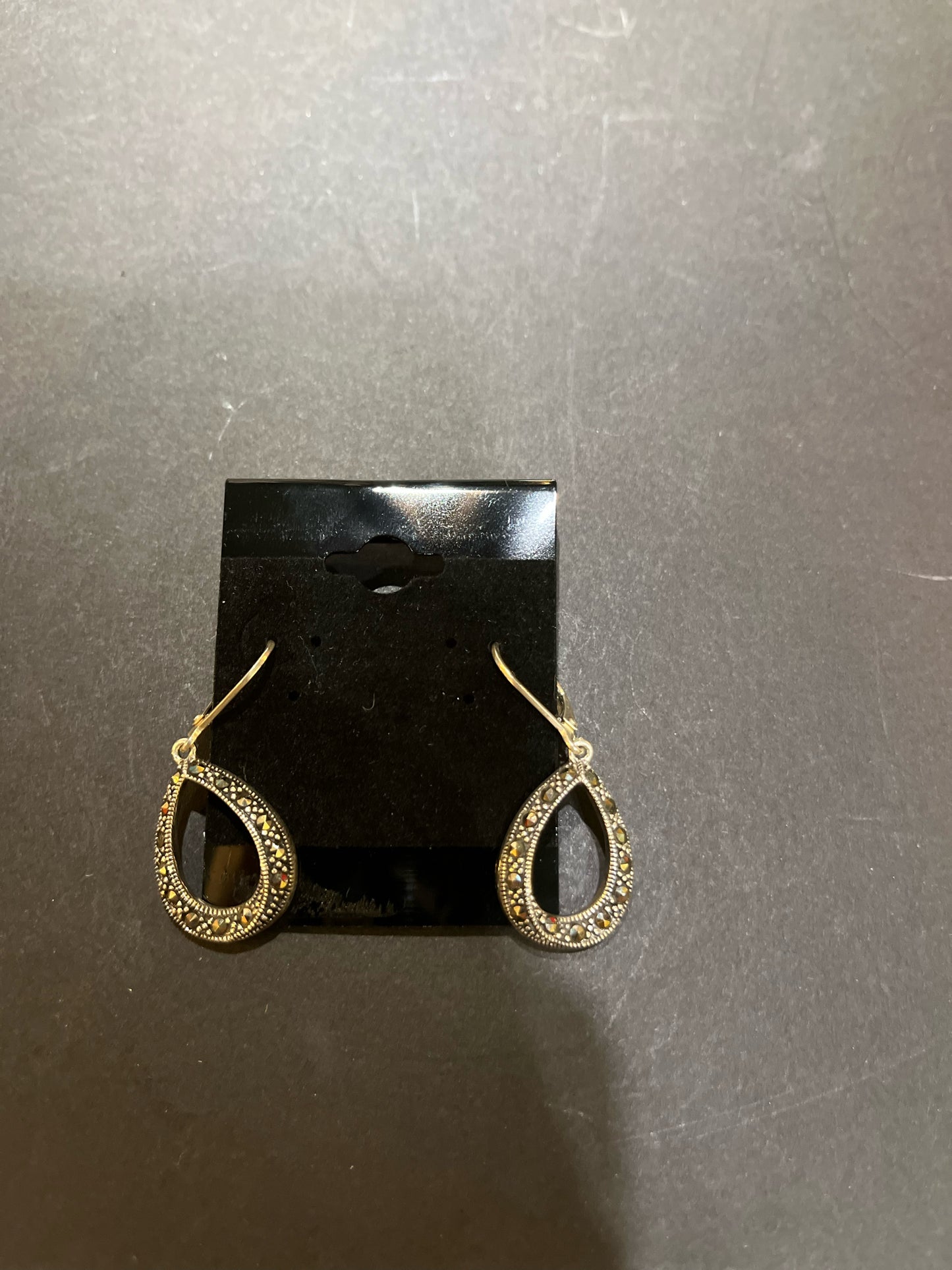 Sterling Silver & Marcasite Teardrop Earrings