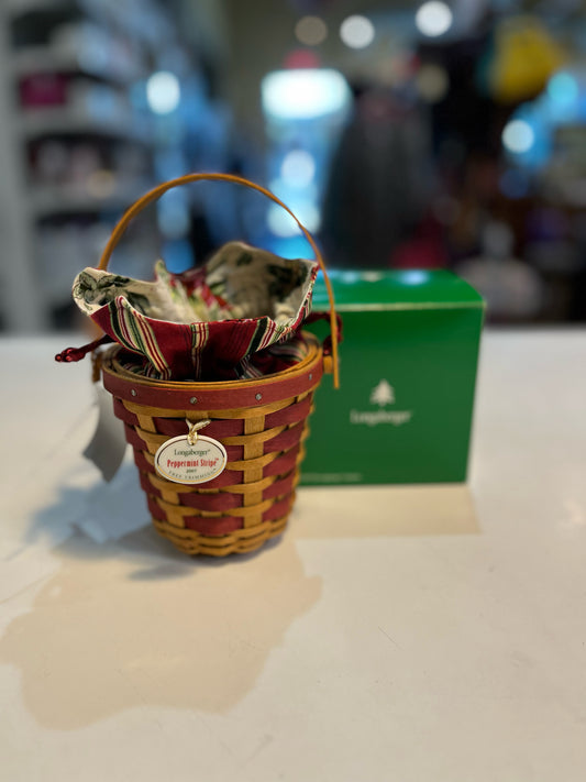 Longaberger Tree Trimming Collection peppermint stripe basket