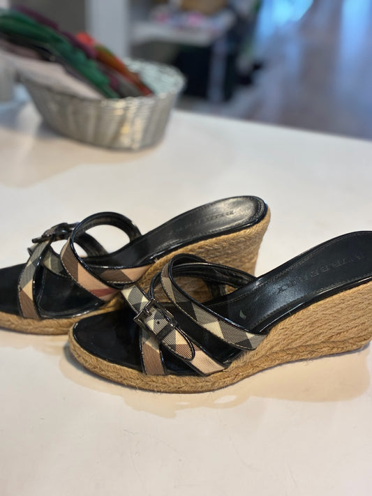 Burberry Plaid Wedge Sandals
