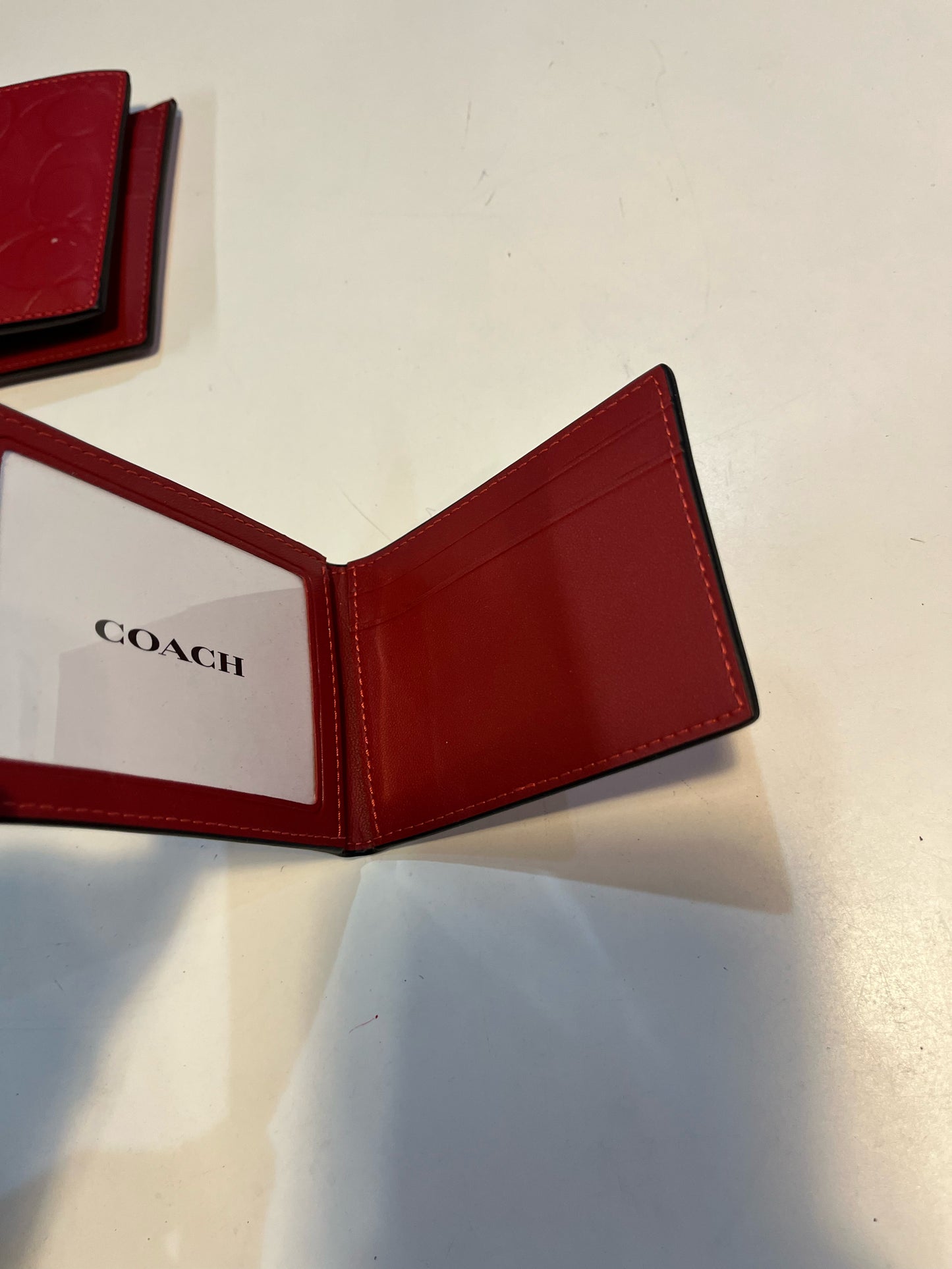 Coach Red Signature Embossed "3-in-1" Leather Wallet