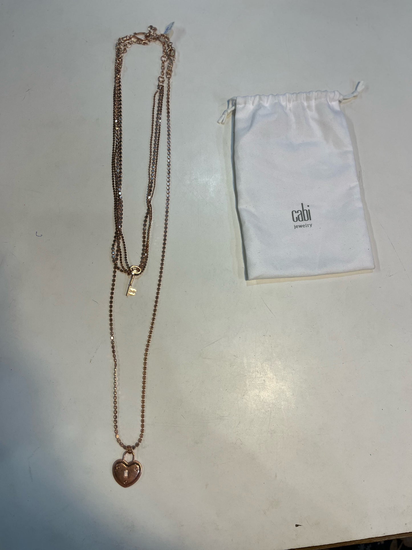 Cabi Rose Gold Lock & Key Necklace Set
