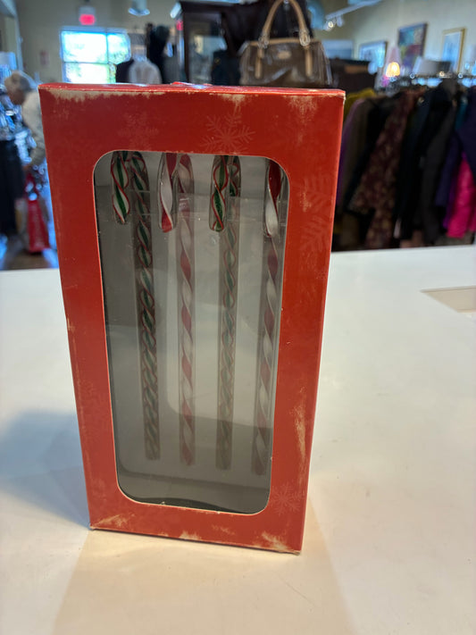 Longaberger "Glass Candy Cane" Ornament Set