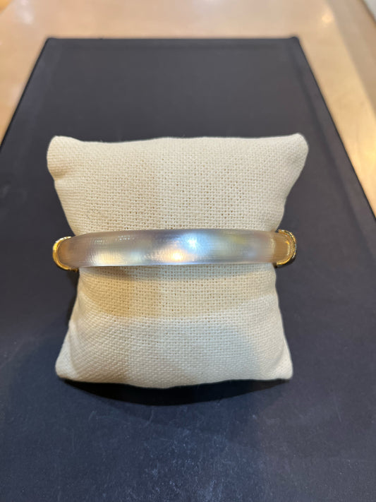 Alexis Bittar White Lucite Hammered Bangle Bracelet