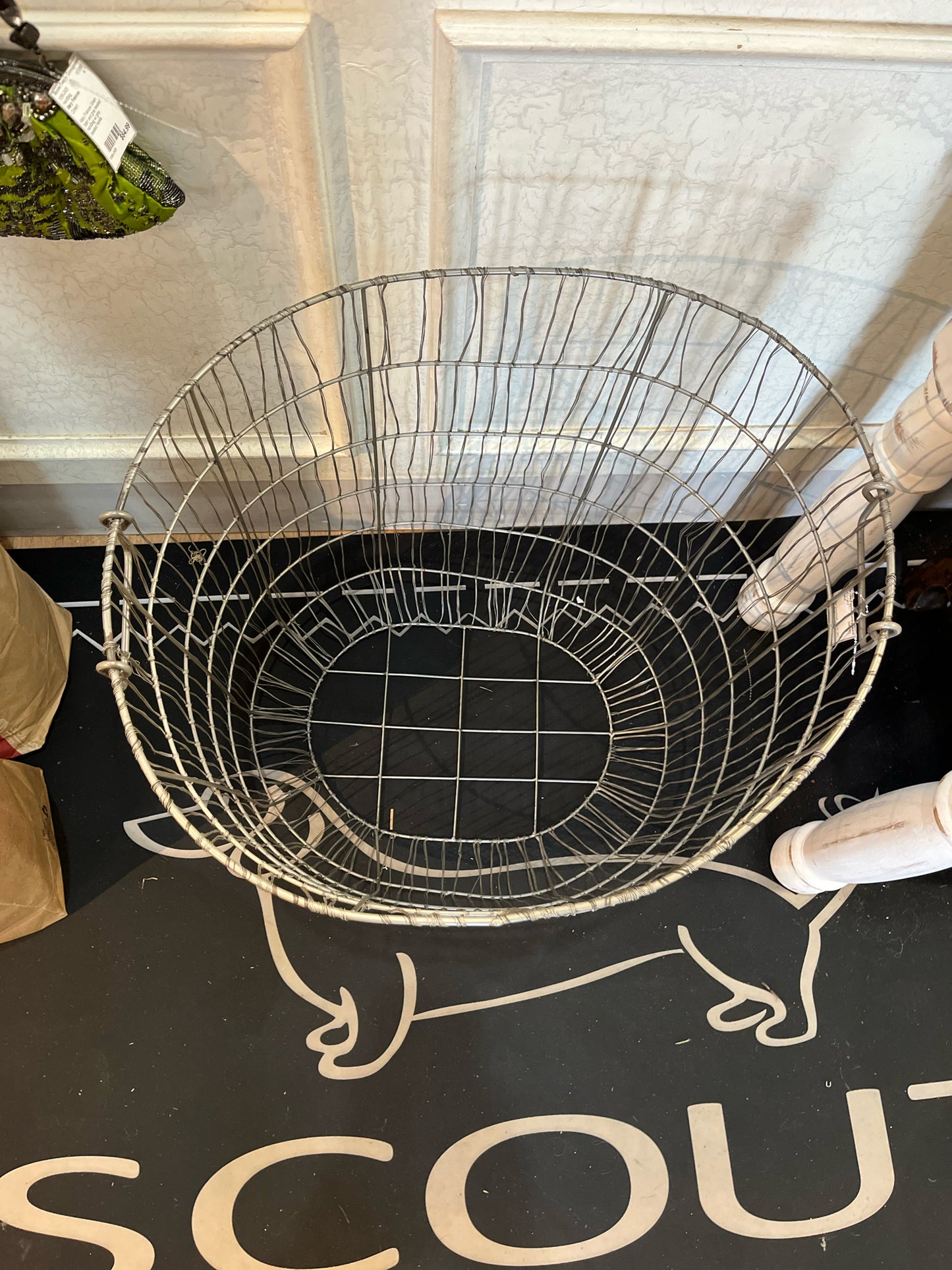 Tall metal basket, w/ handles