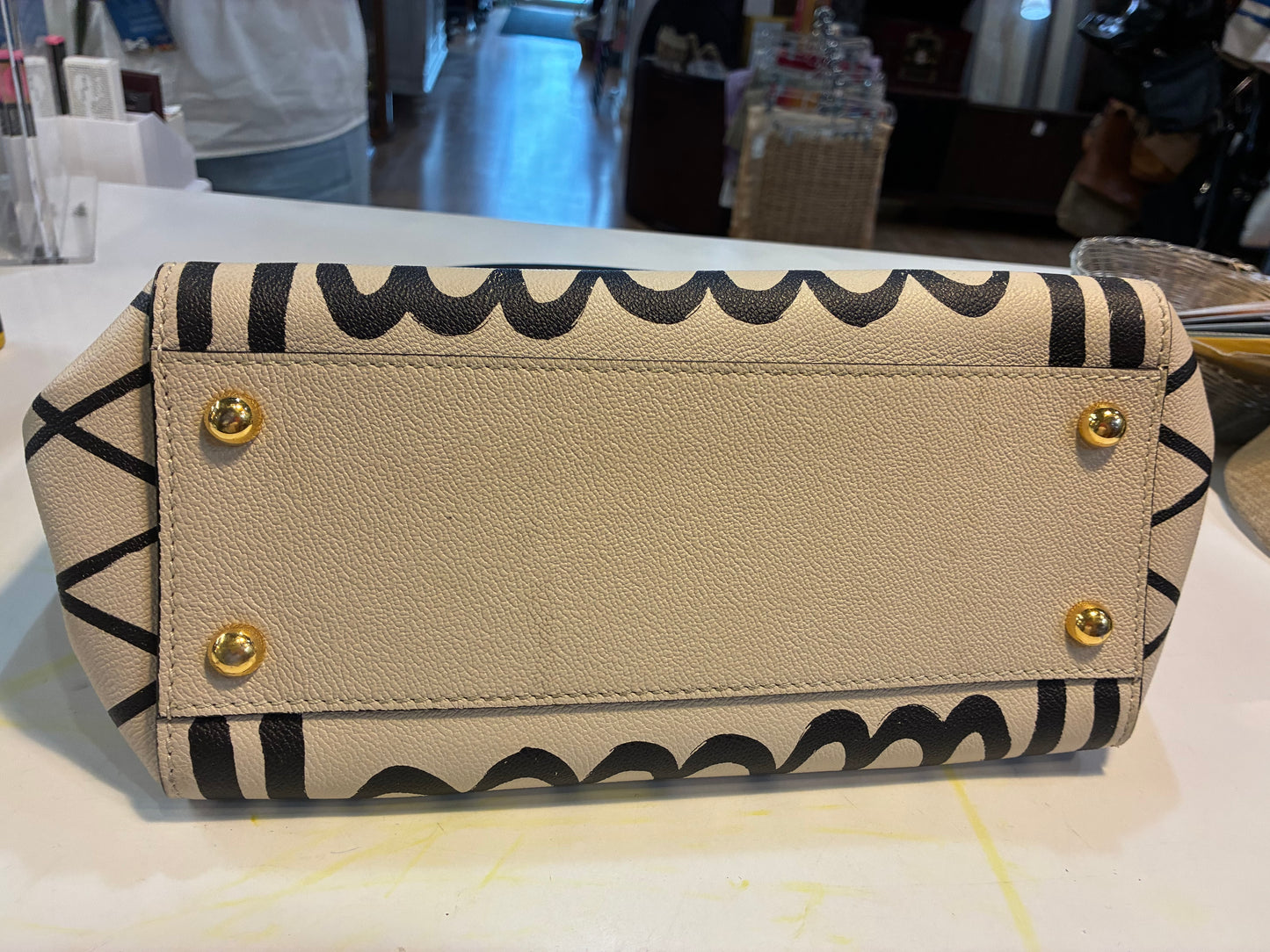 Burberry Calfskin L'oeil Print Medium Buckle Tote - Rare geometric pattern