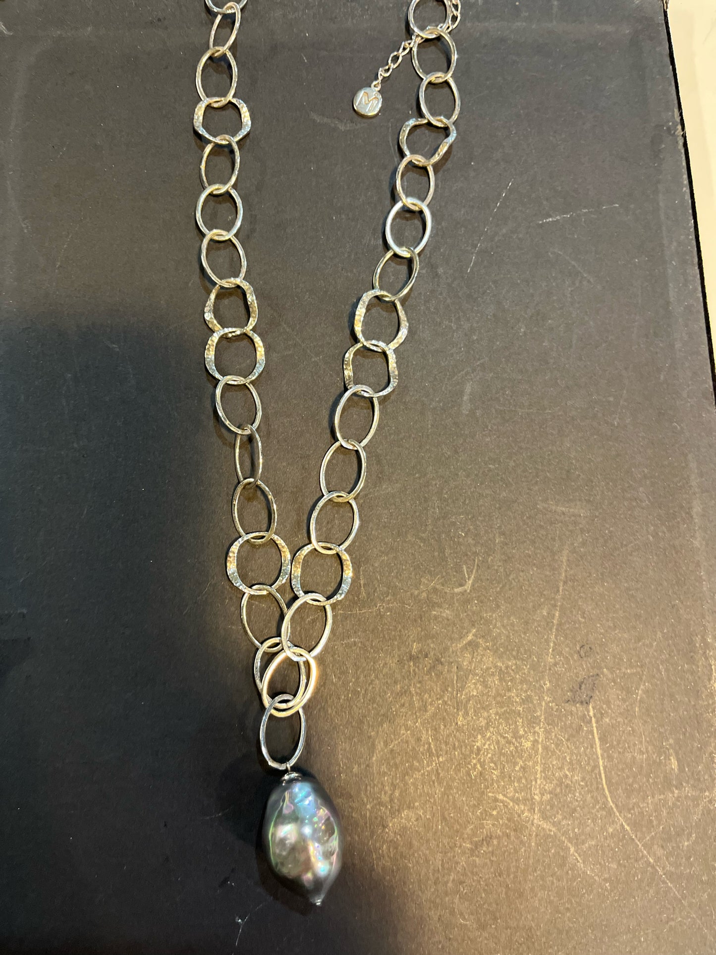 Majorica S.S. Chain and Baroque Tahitian Pearl Pendant Necklace