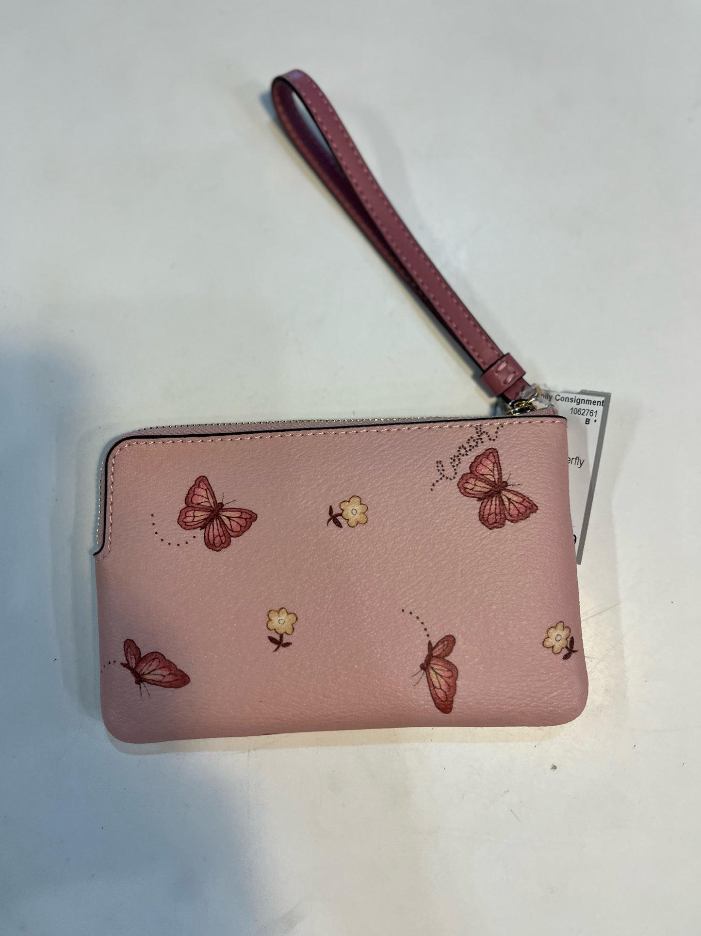 New Coach Pink Butterfly Wristlet