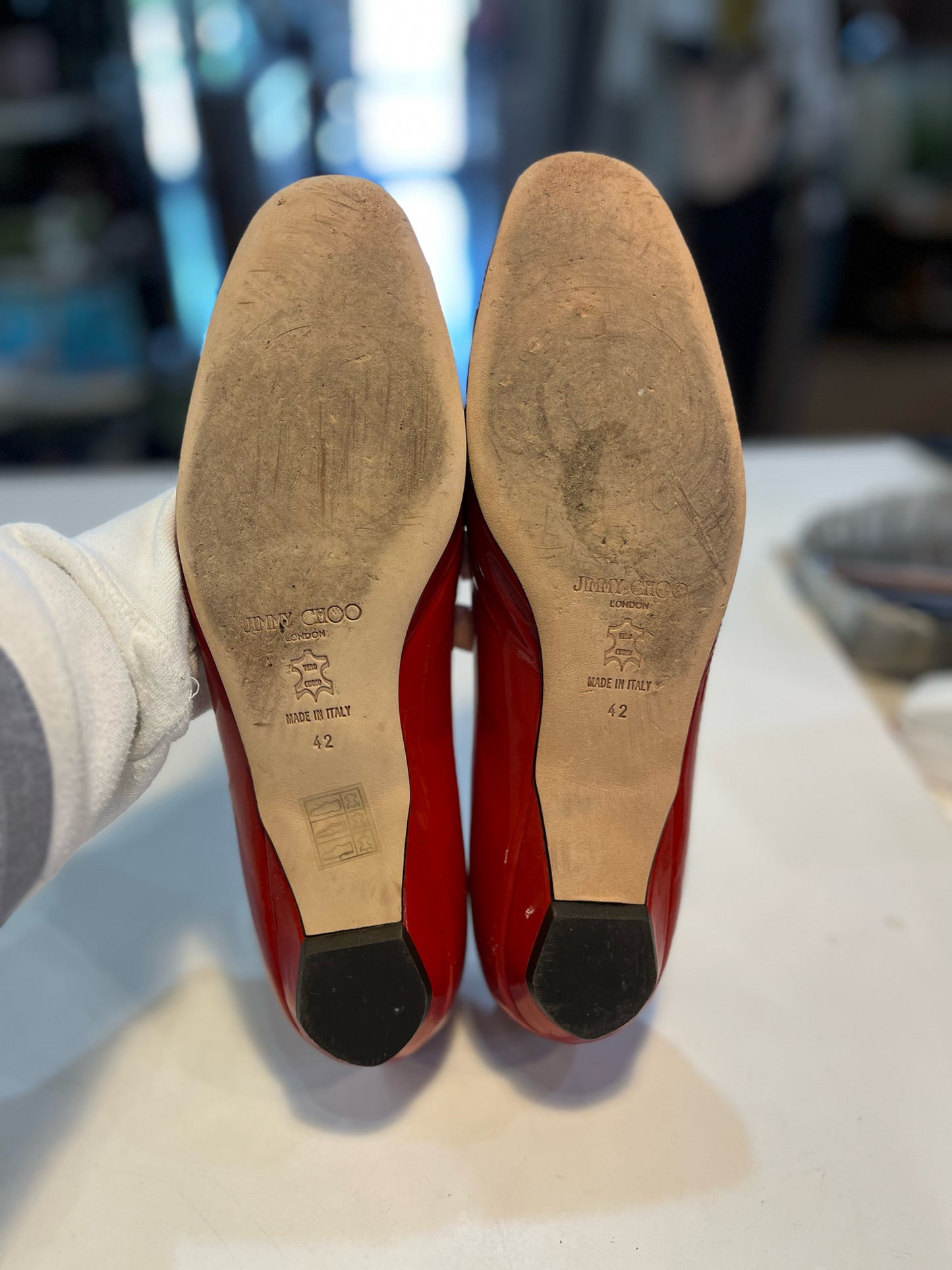 Jimmy Choo Red "London Glossy" Flats