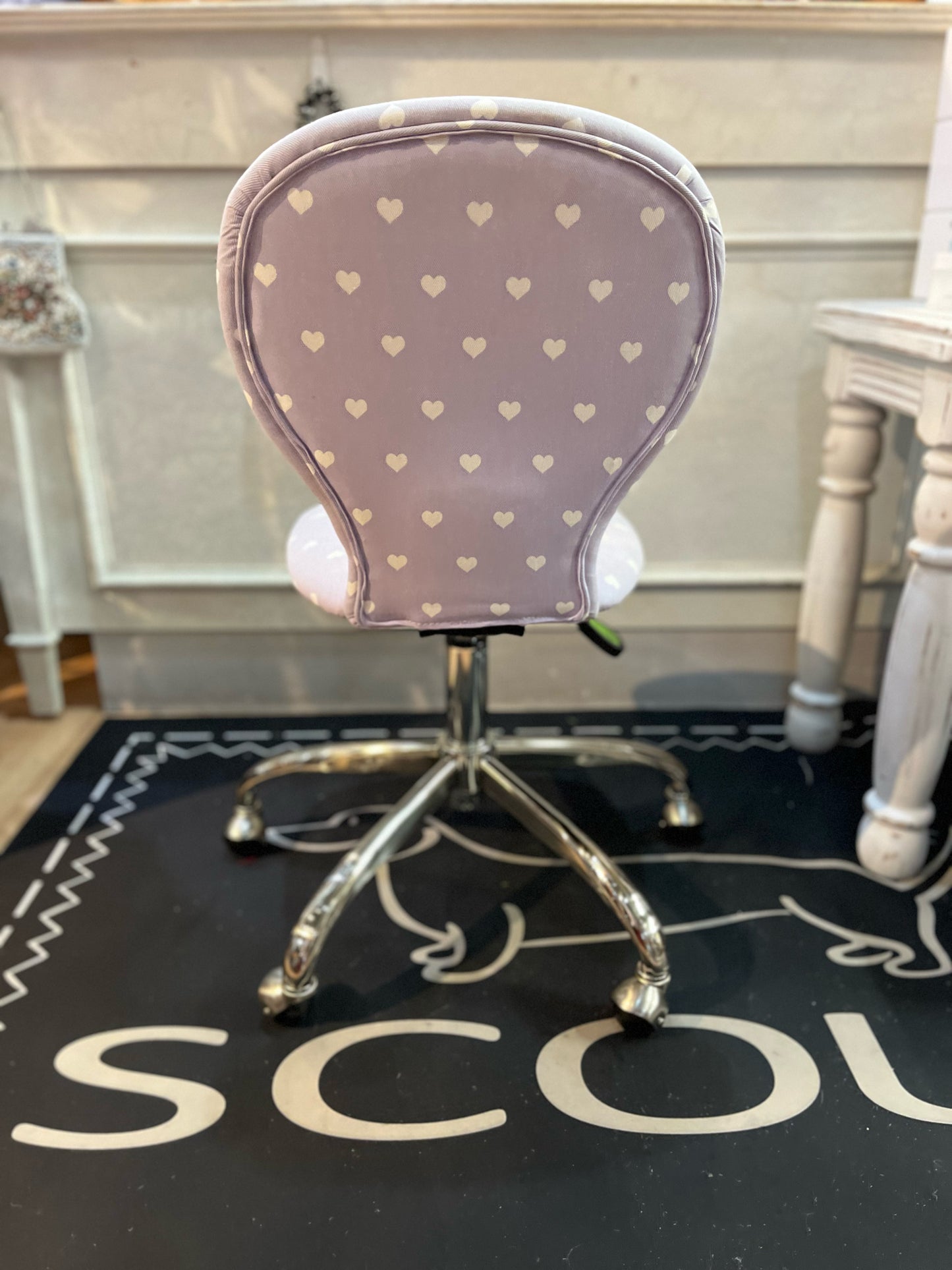 Pottery Barn Purple & White Heart Desk Chair