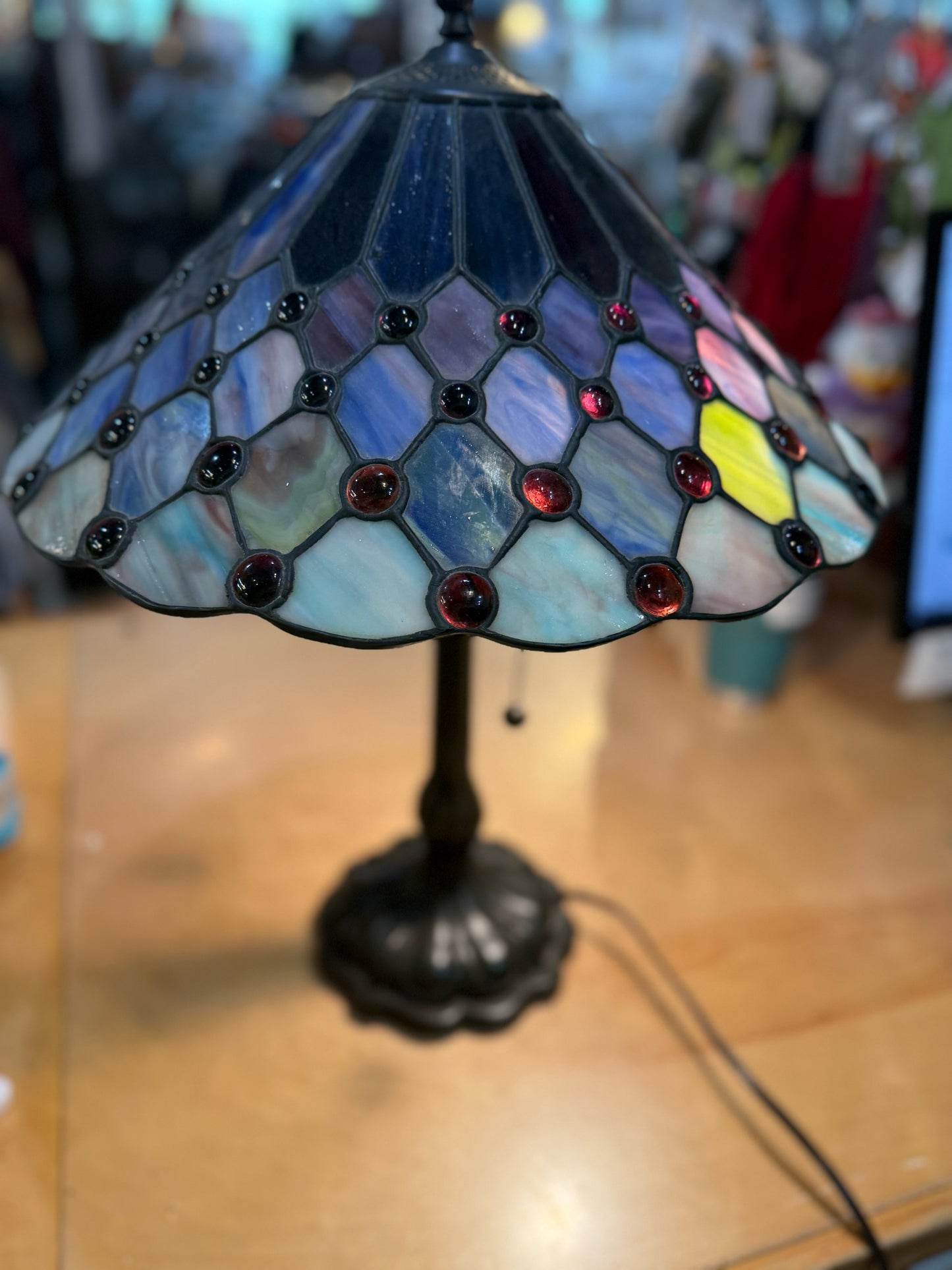 Quoizel Collectibles Blue & Purple Tiffany Lamp