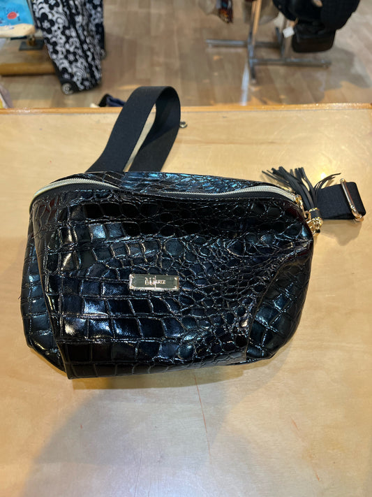 MJ Luxe Black Croc Embossed Belt Bag