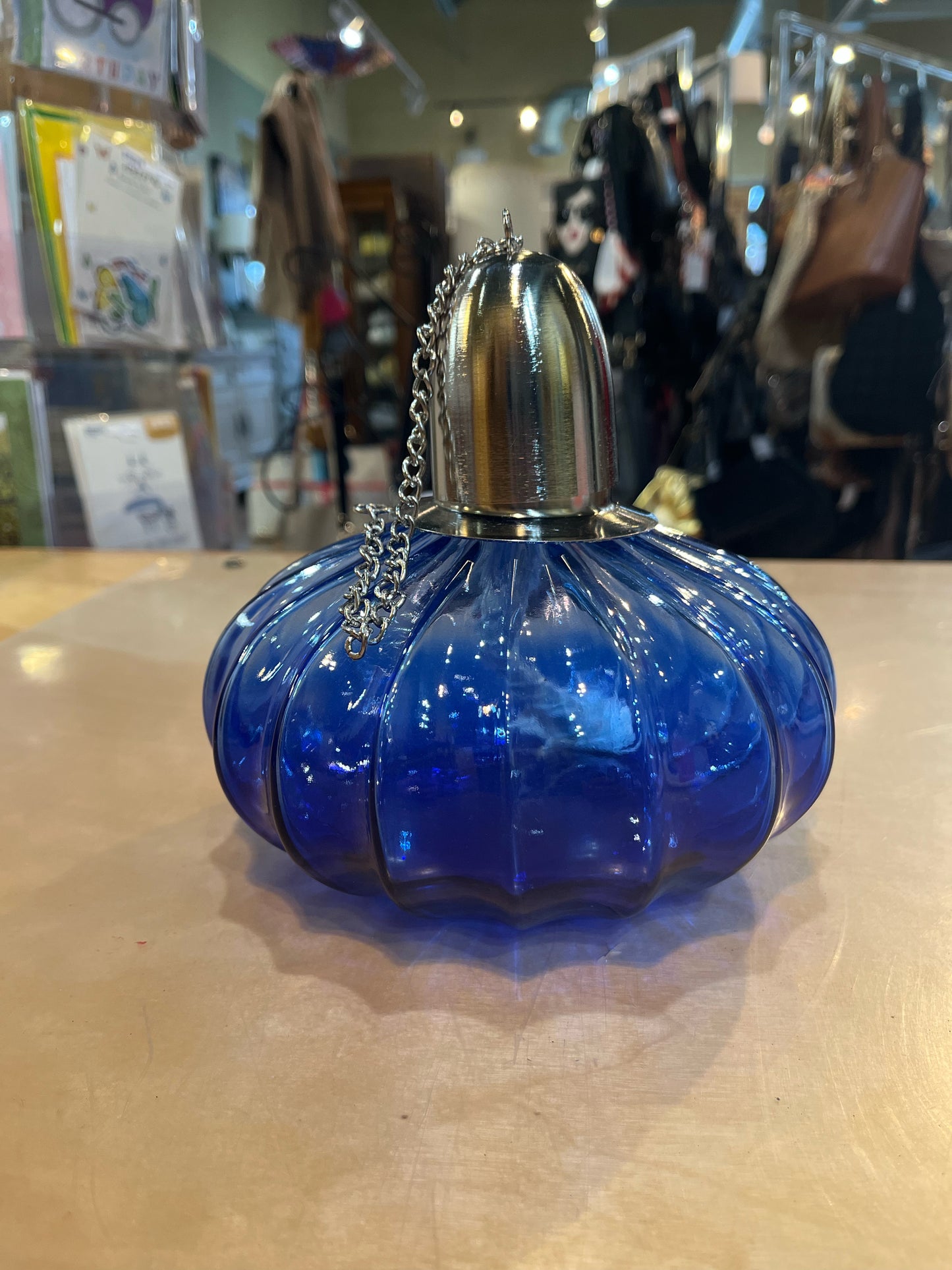 NIB H. Potter Blue Marketplace Table Torch
