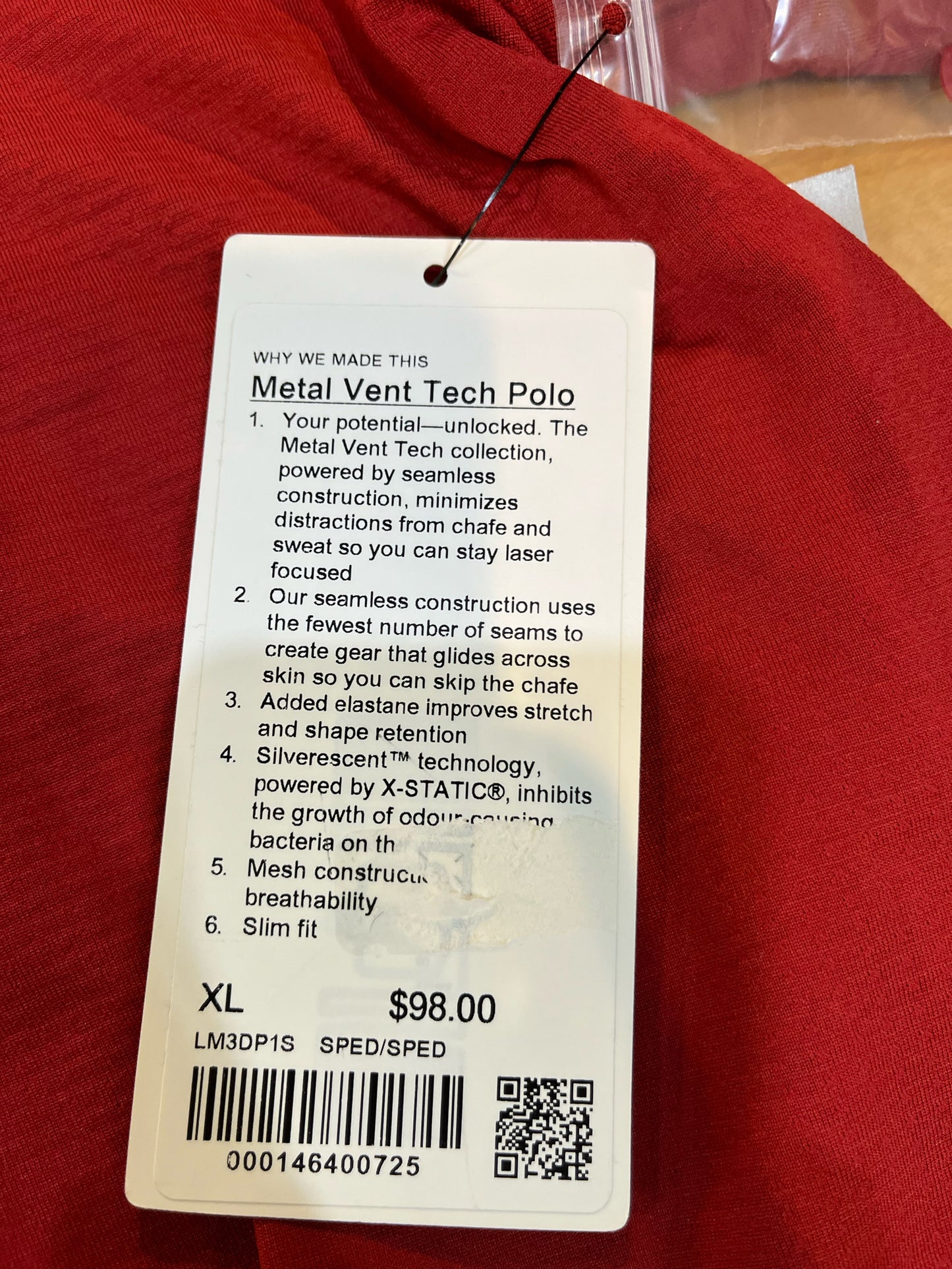 NWT Lululemon Red “Metal Vent Tech Polo” Shirt