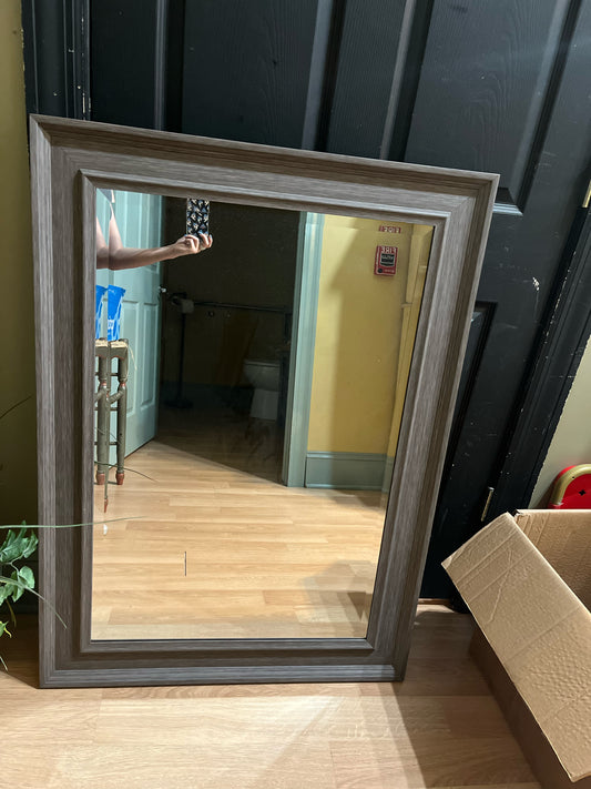 Gray Rectangle Framed Mirror