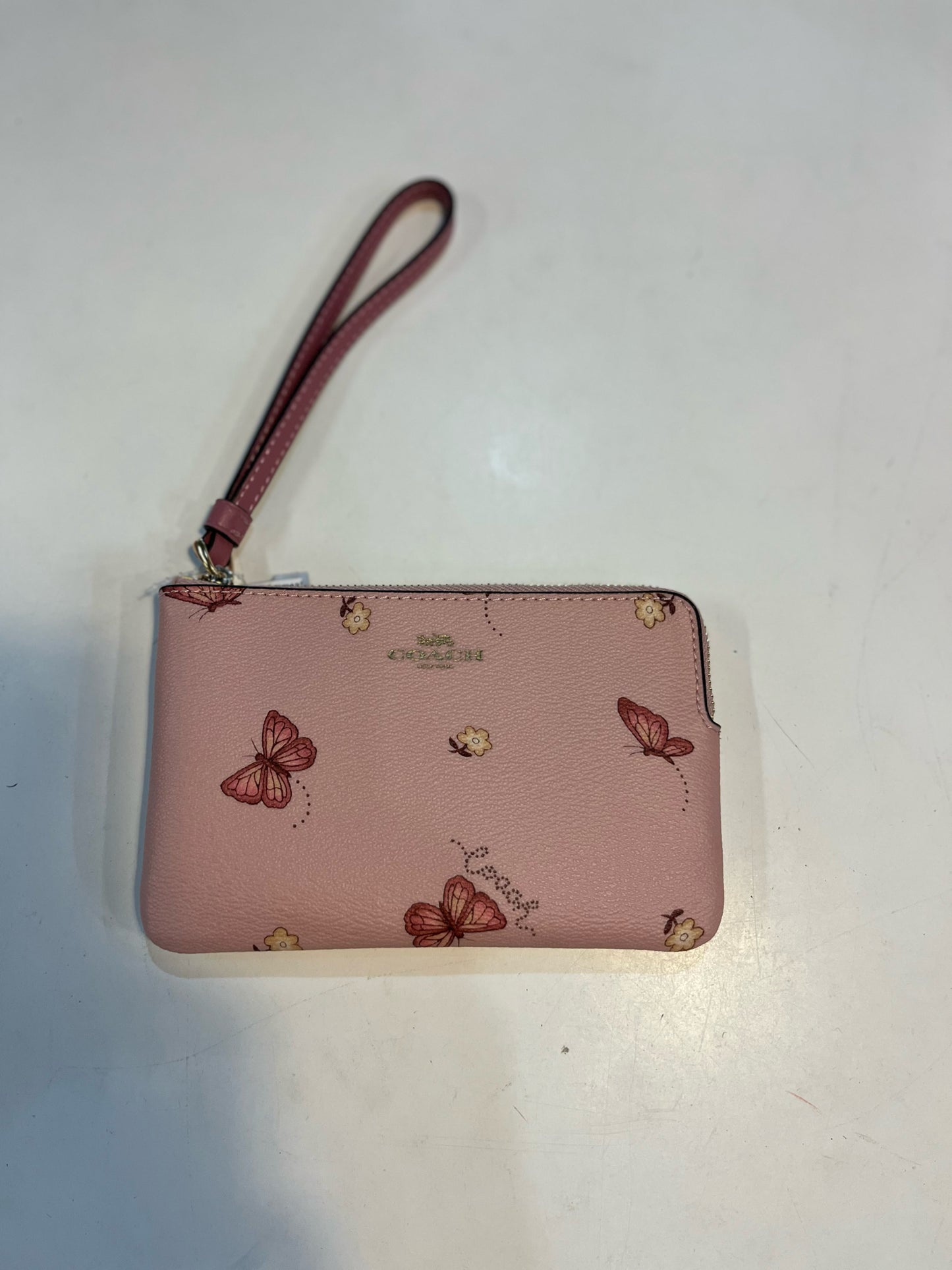 New Coach Pink Butterfly Wristlet