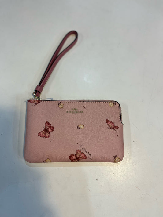 New Coach Pink Butterfly Wristlet