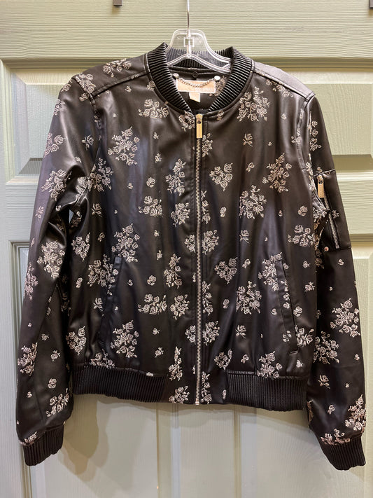 Michael Kors Black Floral Embroidered Bomber Jacket