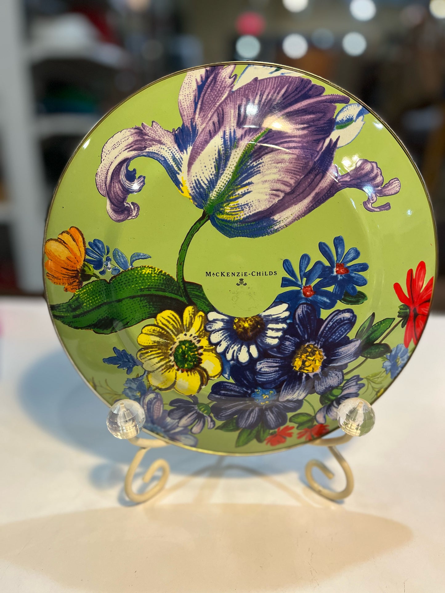 MacKenzie-Childs Green Flower Market 10" Enamel Plate