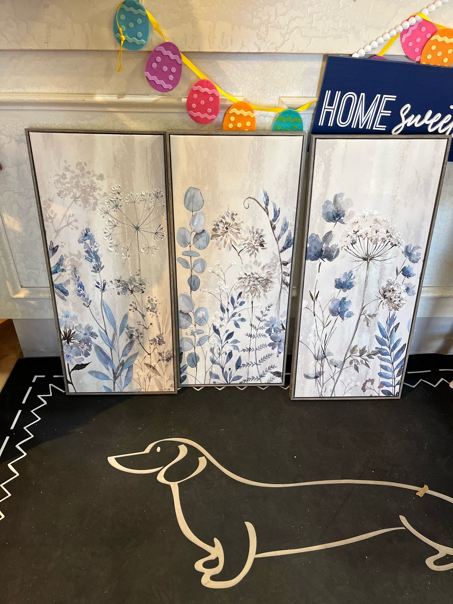 Blue Floral 3 Piece Wall Decoration
