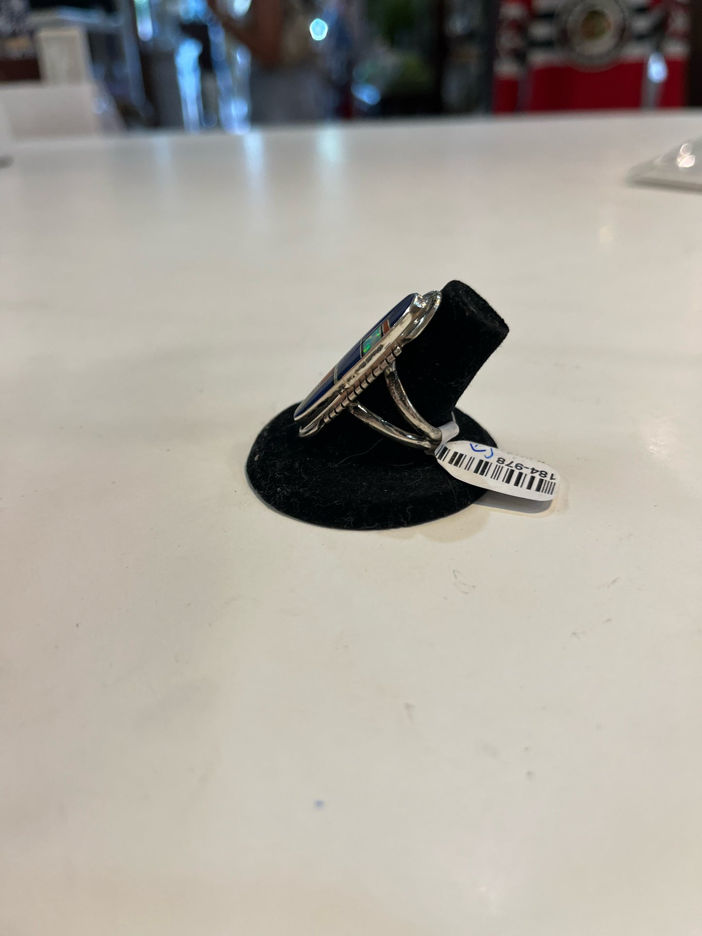 Sterling Silver & Blue Stone Inlay Native American Ring