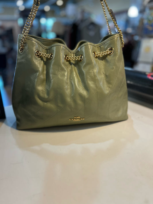 Coach Pistachio Green "Evelyn Quilting Shoulder" Handbag