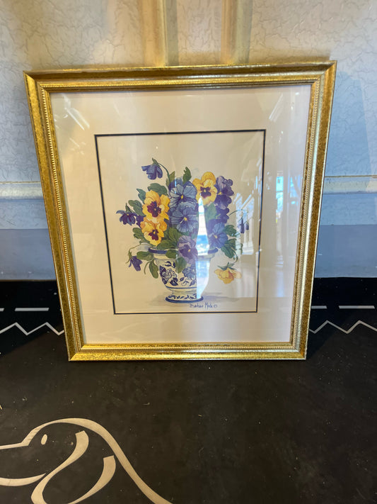 Barbara Mock Pansy Framed Art