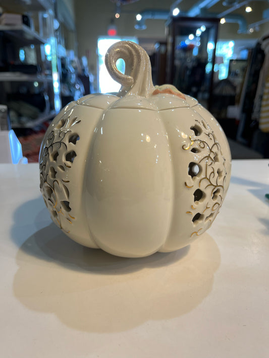Lenox Cream Golden Harvest Large Pumpkin Candleholder