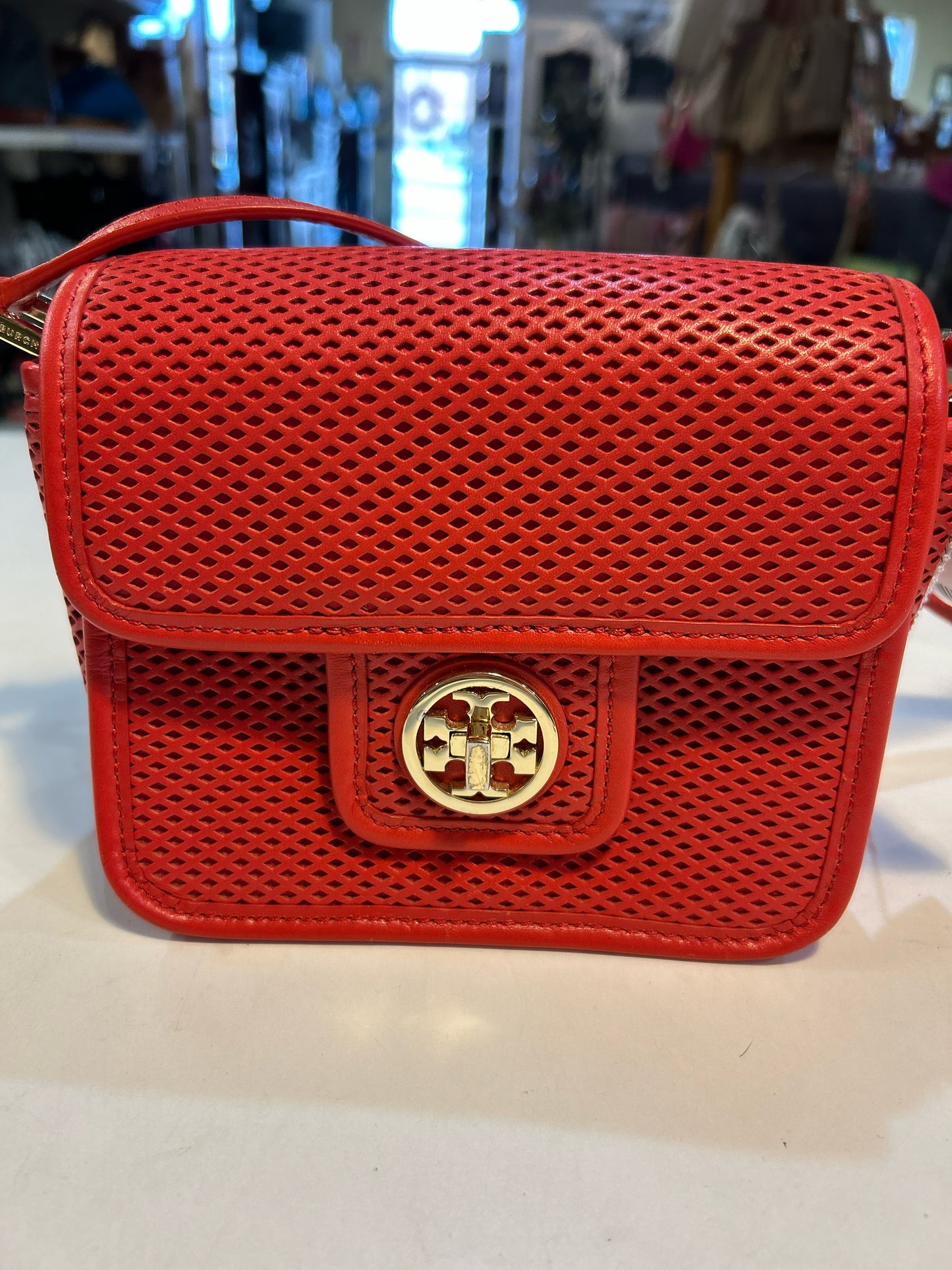 Tory Burch “Harper Mini" perforated Crossbody